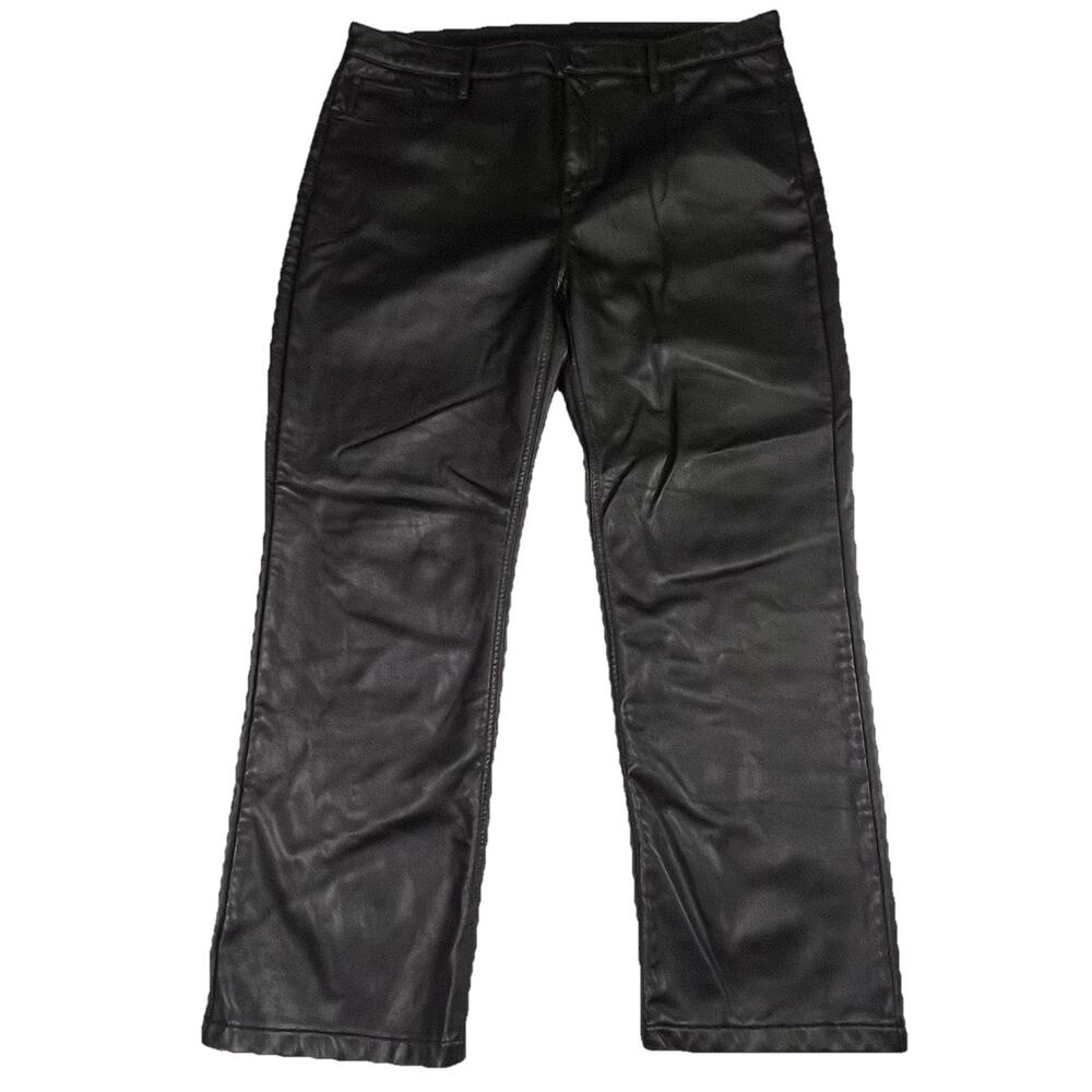 Quince Faux Leather Pants Plus Size 16 Rich Black Straight Leg Minimalist Vegan